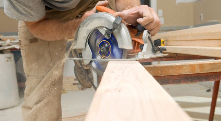 cross cutting lumber with a circular saw